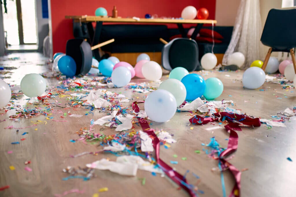 Parties are fun, but when they're over, you need to hire a post party cleaning service to clean the mess
